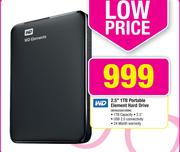 WD 2.5" 1TB Portable Element Hard Drive