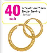9ct Gold And Silver Single Earring Bonded Each