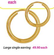 9ct Gold And Silver Large Single Earring Bonded Each