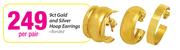 9ct Gold And Silver Hoop Earrings Bonded-Per Pair