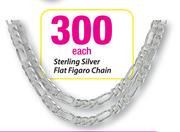 Sterling Silver Flat Figaro Chain Each