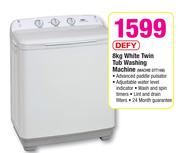 Defy 8Kg White Twin Tub Washing Machine-MACHIE DTT166