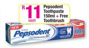 Pepsodent Toothpaste 150ml + Free Toothbrush