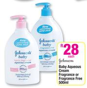 Johnson's Baby Aqueous Cream Fragrance Or Fragrance Free-500ml Each