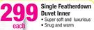 Single Featherdown Duvet Inner-Each