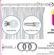 25mm Stainless Steel Curtain Rods(Brushed Silver)-1m