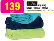 Always Home ZigZag Coral Fleece Throws 150x200Cm-Each