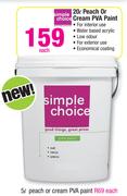 Simple Choice 20L Peach Or Cream PVA Paint-Each