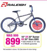 Raleigh 16" Or 20" Burner Or 20" Starz BMX Each