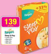 Pampers Sleep & Play Junior-58's / Maxi-68's / Midi-78's / Mini-88's Per Pack