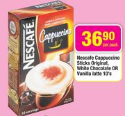 Nescafe Cappuccino Sticks Original, White Chocolate Or Vanilla Latte-10's 