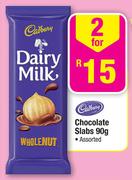 Cadbury Chocolate Slabs Assorted - 2 x 90g