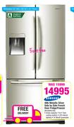 Samsung 499L Metallic Silver Side By Side French Door Fridge/Freezer RF67DEPN1/XFA