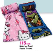 Assorted Coral Fleece Throws-Each