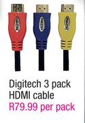 Digitech 3-Pack HDMI Cable-Per Pack