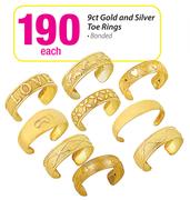 9ct Gold And Silver Toe Rings Bonded Each