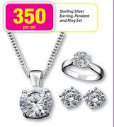 Sterling Silver Earring, Pendant And Ring Set-Per Set