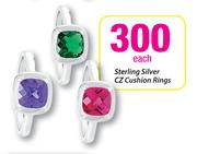 Sterling Silver CZ Cushion Rings Each