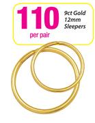 9ct Gold 12mm Sleepers-Per Pair