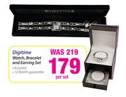 Digitime Watch, Bracelet And Earring Set Assorted-Per Set