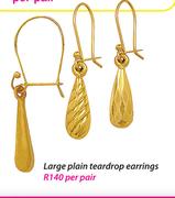 9ct Gold And Silver Large Plain Teardrop Earrings-Per Pair