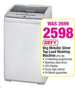 Defy 8kg Metallic Silver Top Load Washing Machine DTL140
