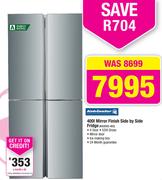 Kelvinator 400Ltr Mirror Finish Side by Side Fridge KI520SS-4D2
