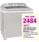 Defy 13kg Metallic Silver Twin Tub Washing Machine DTT165