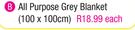 All Purpose Grey Blanket-100x100cm Each