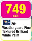 Dulux Weatherguard Fine Textured Brilliant White Paint-20L