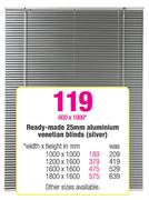Ready-Made 25mm Aluminium Venetain Blinds (Silver)-1800mm (W) x 1600mm (H)