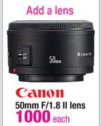 Canon 50mm F/1.8 II Lens- Each