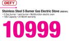Defy Stainless Steel 5 Burner Gas Electric Stove DGS161