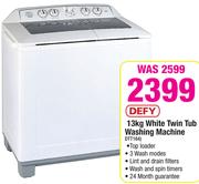 Defy 13Kg White Twin Tub Washing Machine DTT164