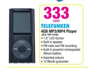 Telefunken 4GB MP3/MP4 Player BLK-TMP-444B