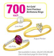 9ct Gold Semi Precious Birthstone Rings Each