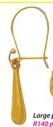 9ct Gold And Silver Large Plain Teardrop Earrings Per Pair