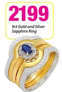 9ct Gold And Silver Sapphire Ring