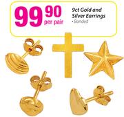 9ct Gold And Silver Earrings Per Pair