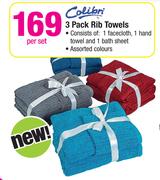 Colibri 3 Pack Rib Towels-Per Set