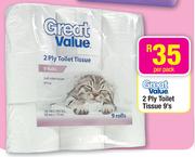 Great Value 2 Ply Toilet Tissue-9's Per Pack