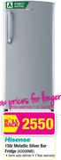 Hisense 150L Metallic Silver Bar Fridge H200RME