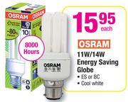 Osram 11W/14W Energy Saving Globe-Each
