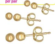 3mm 9ct Gold Ball stud Earrings-Per Pair
