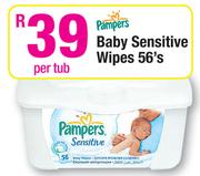 Pampers Baby Sensitive Wipes-56's Per Tub