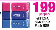 TDK 8GB Triple Pack USB-Per Pack