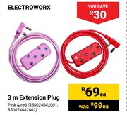 Electroworx 3m Extension Plug-Each