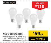 Light Worx A60 5 Pack Globes-Per Pack