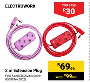 Electroworx 3m Extension Plug-Each