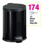 Mainstays 12Ltr Black Oval Step Bin-Each